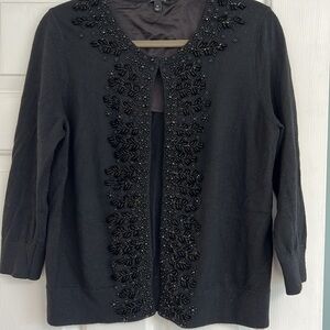 Talbots Women’s Black Beaded Cardigan.EUC.
Sz-M. Sleeves 3/4 length. Beautiful